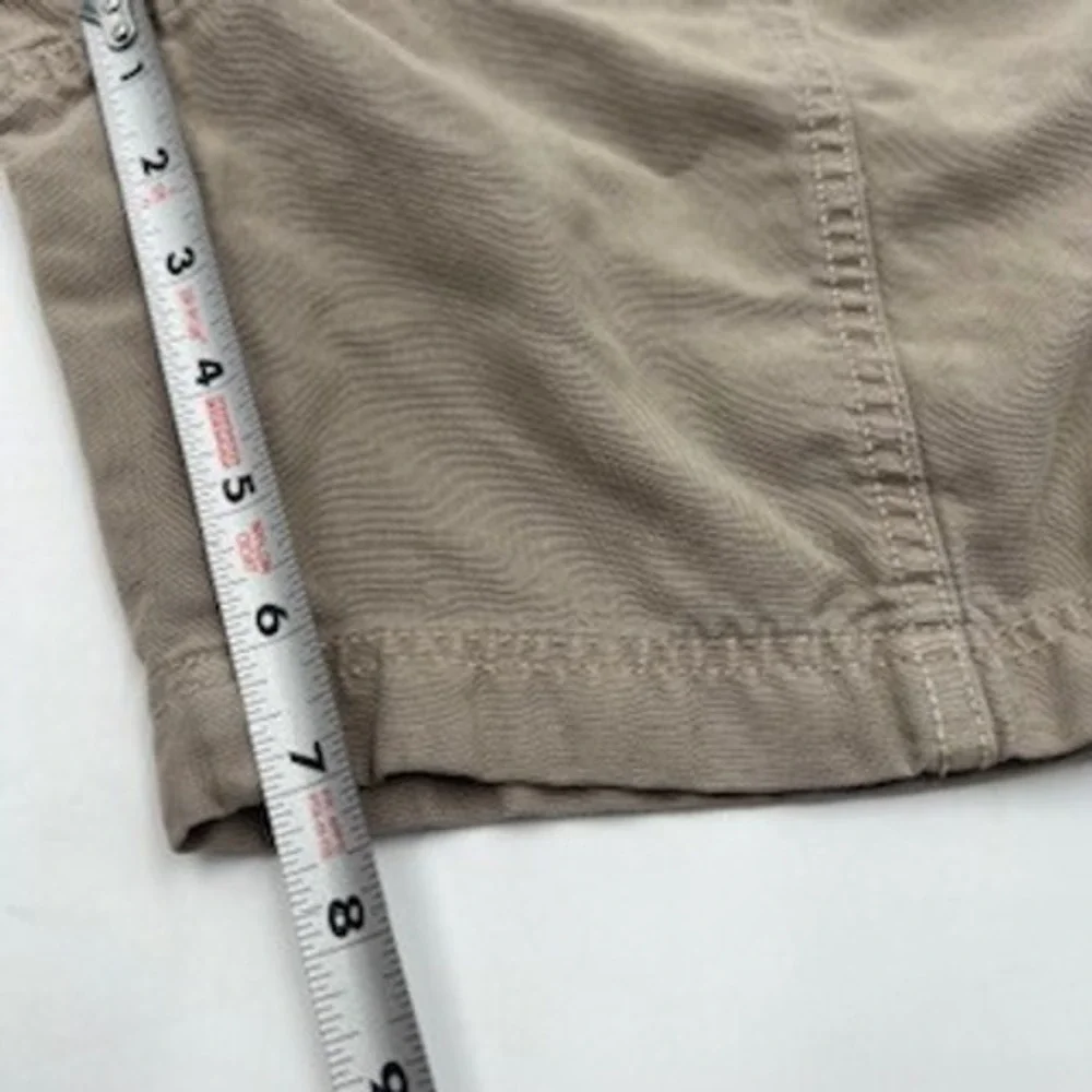 Aerie Women Small Khaki‎ Tan Paperbag Waist Utility Shorts Cotton Lyocell Blend